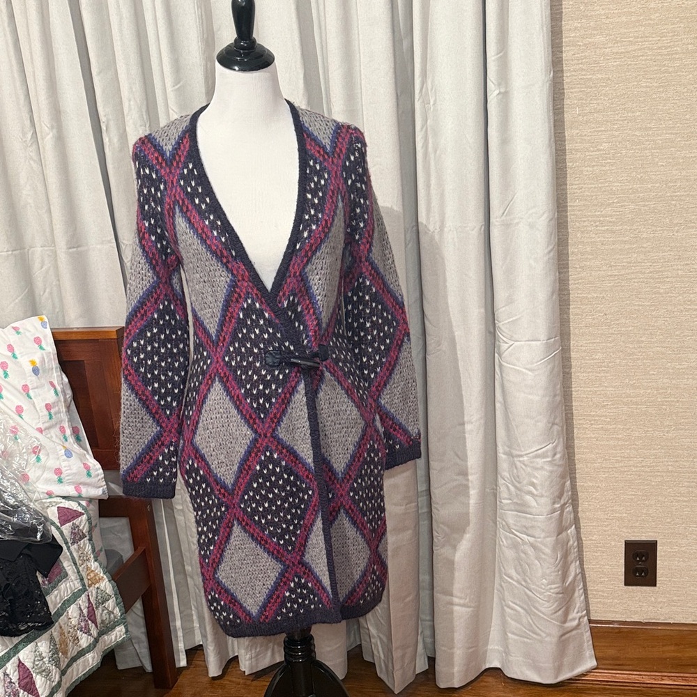 Tommy Hilfiger Red and Blue Knit Cardigan